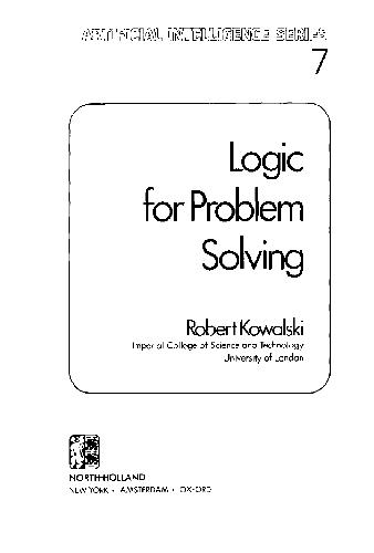 Logic for Problem Solving