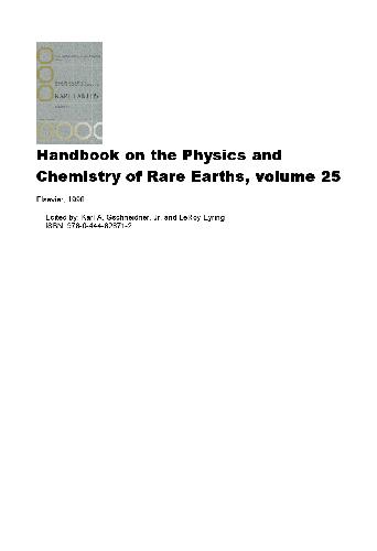 Handbook on the Physics and Chemistry of Rare Earths, Volume 25