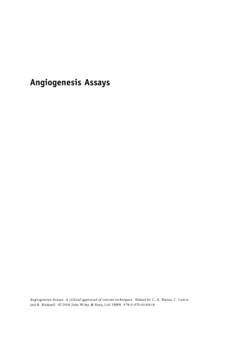 Angiogenesis assays : a critical appraisal of current techniques