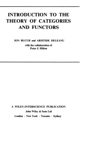 Introduction To The Theory Of Categories And Functors