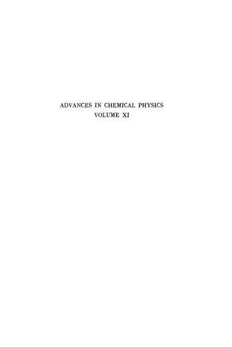 Advances in chemical physics. Volume XI