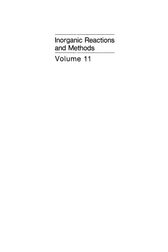 Inorganic reactions and methods. Volume 11, Formation of bonds to C, Si, Ge, Sn, Pb (Part 3)