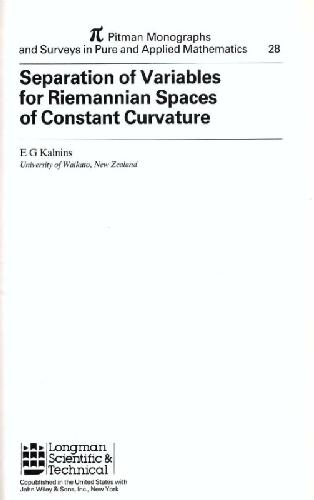 Separation Of Variables For Riemannian Spaces Of Constant Curvature