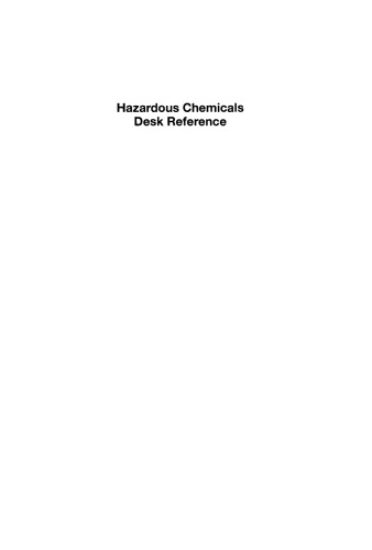 Hazardous Chemicals Desk Reference