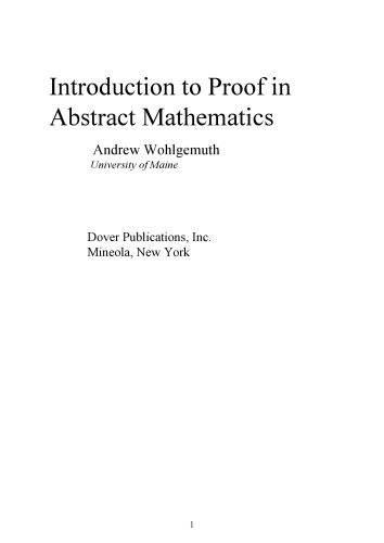 Introduction to Proof in Abstract Mathematics