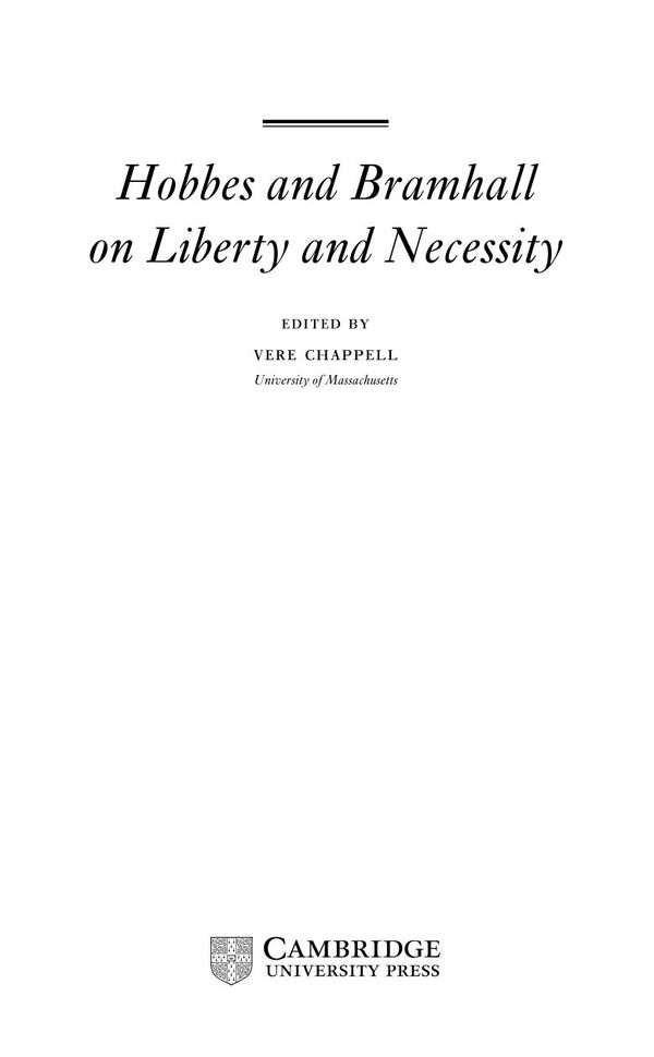 Hobbes and Bramhall : on liberty and necessity