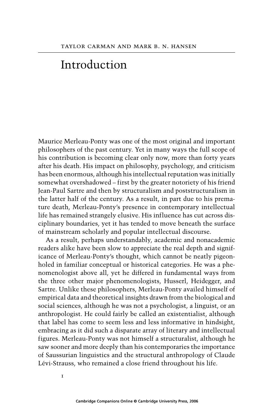 The Cambridge Companion to Merleau-Ponty