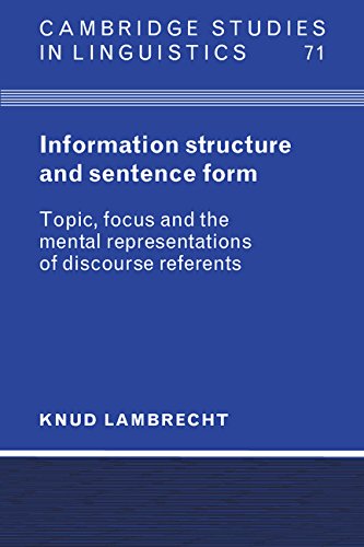 Information Structure and Sentence Form