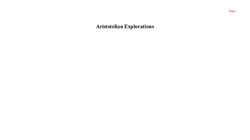 Aristotelian Explorations