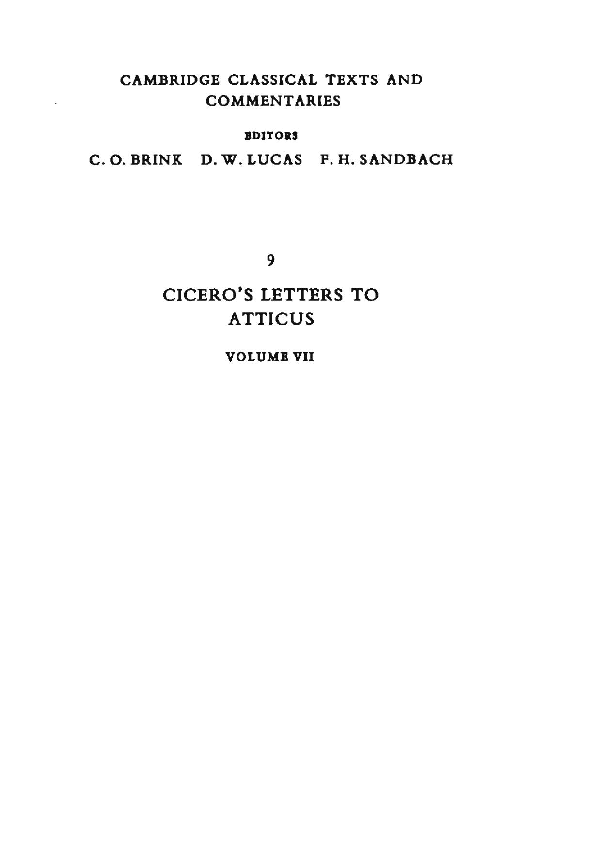 Letters to Atticus, Vol. 7 of 7 (Indices to volume 1-6)