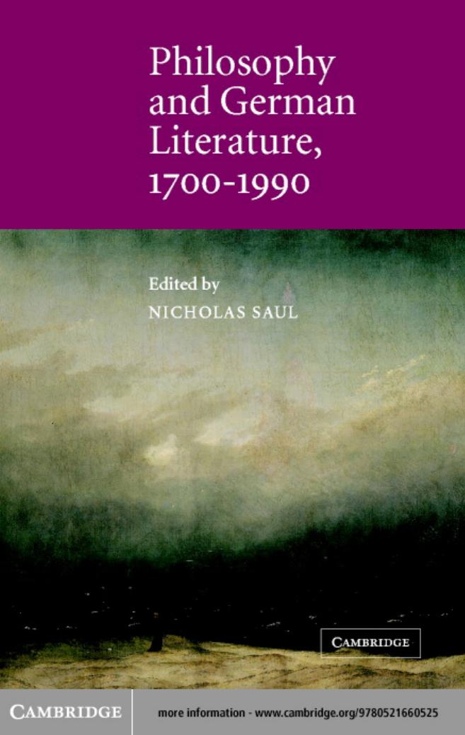 Philosophy And German Literature, 1700 1990