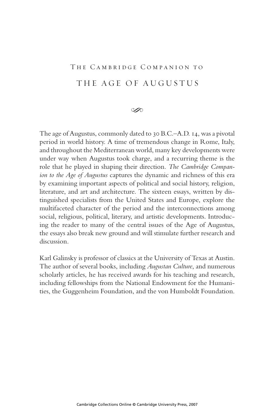 The Cambridge Companion to the Age of Augustus