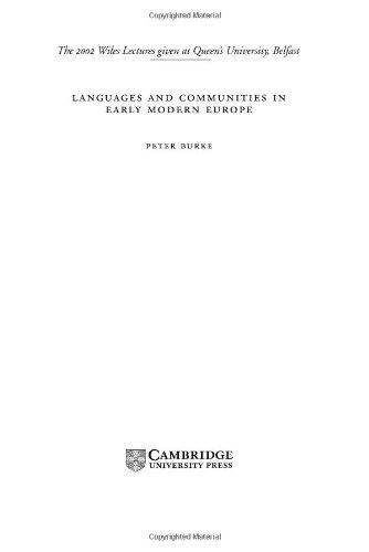 Languages and Communities in Early Modern Europe