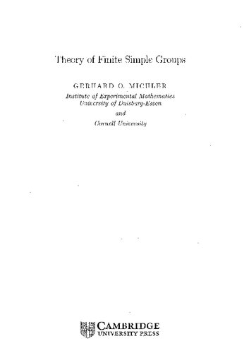 Theory of Finite Simple Groups [With CDROM]