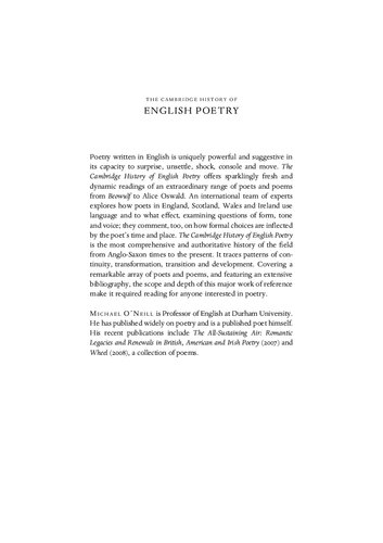 The Cambridge History of English Poetry