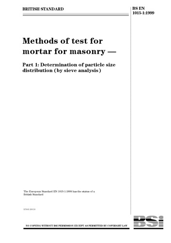 Methods of test for mortar for masonry
