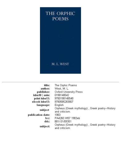 The Orphic poems