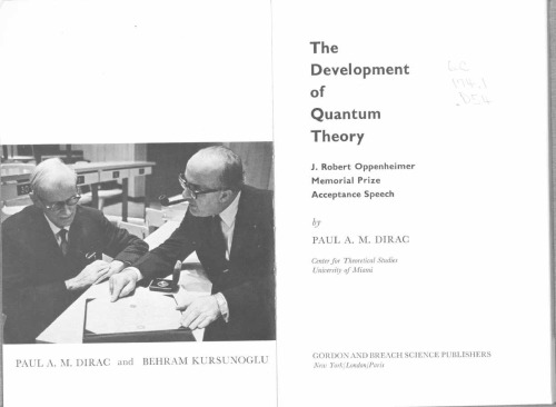 Development Of Quantum Theory