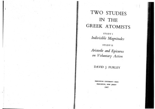 Two Studies In The Greek Atomists