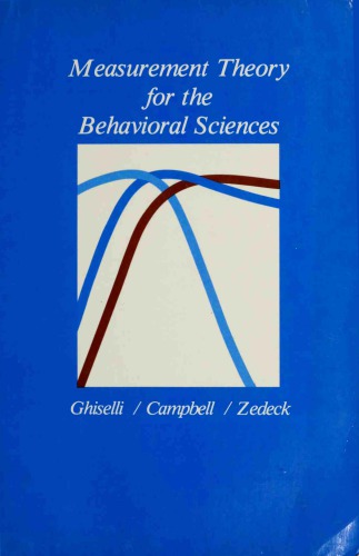 Measurement Theory for the Behavioral Sciences