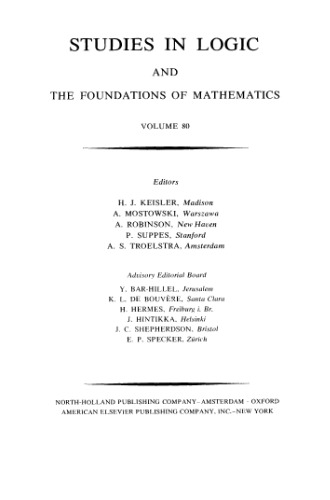 Logic colloquium '73 : proceedings of the Logic colloquium, Bristol, July 1973