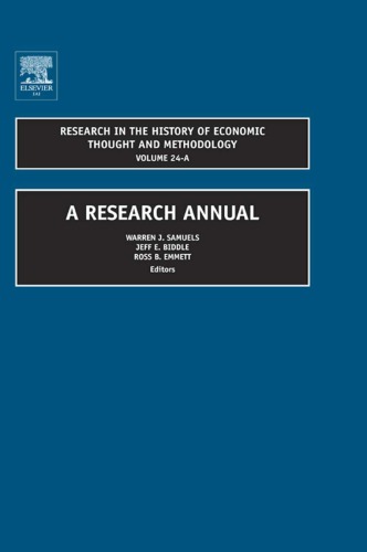 Research in the History of Economic Thought and Methodology, Volume 24A