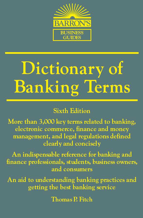 Dictionary of Banking Terms