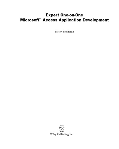 Expert One-On-One Microsoft Access Application Development