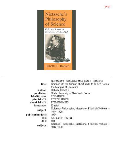 Nietzsche's Philosophy Of Science