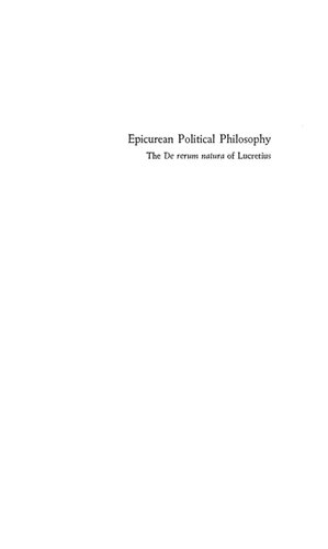 Epicurean Political Philosophy
