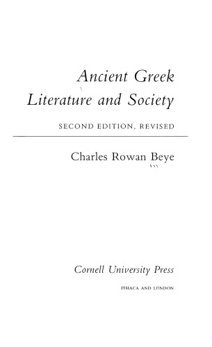 Ancient Greek Literature And Society