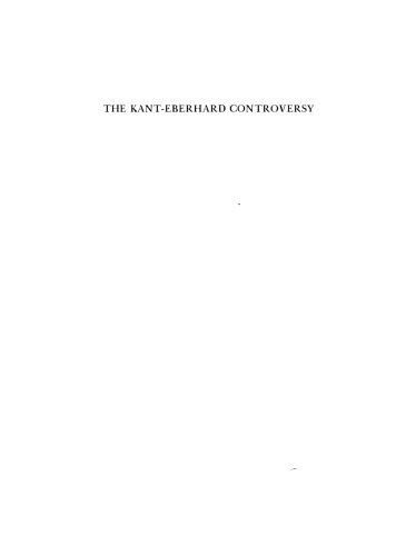 The Kant-Eberhard Controversy