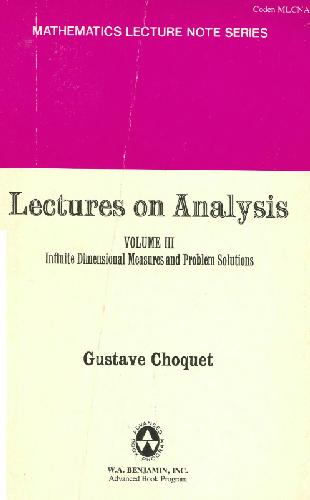 Lectures on Analysis, Vol. 3