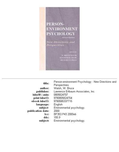 Person-Environment Psychology