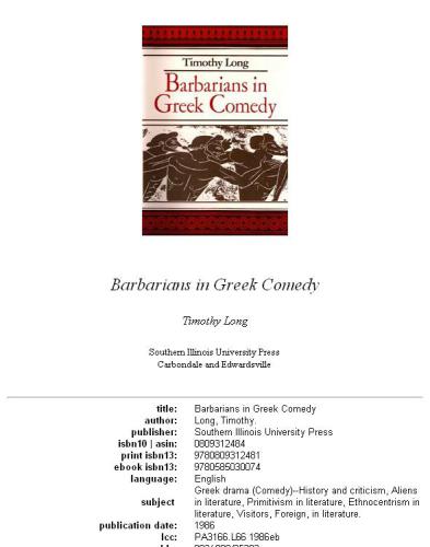 Barbarians in Greek Comedy