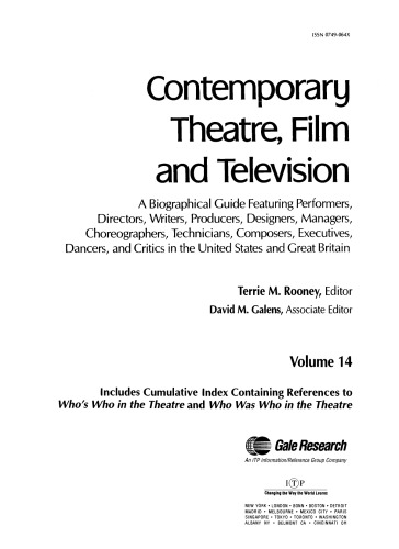 Contemporary Theatre, Film &amp; Television, Volume 14