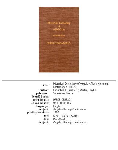 Historical Dictionary of Angola