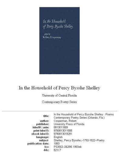 In the Household of Percy Bysshe Shelley