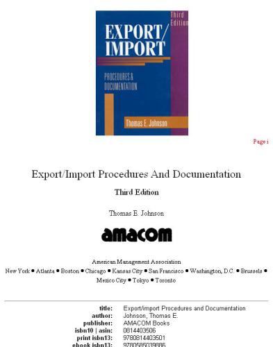 Export/Import Procedures and Documentation