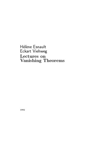 Lectures on Vanishing Theorems