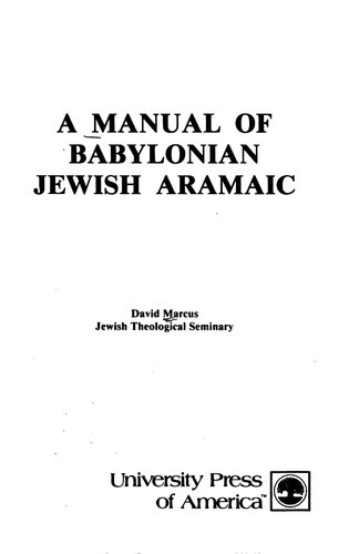 A Manual of Babylonian Jewish Aramaic