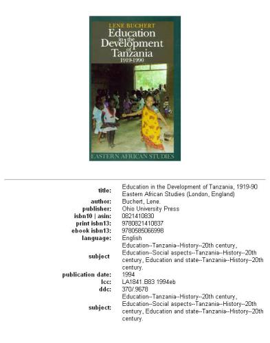 Education in the Development of Tanzania, 1919–1990