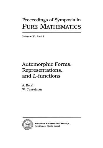 Automorphic Forms, Representations and L-Functions