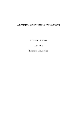 I-Density Continuous Functions (Memoirs of the American Mathematical Society)