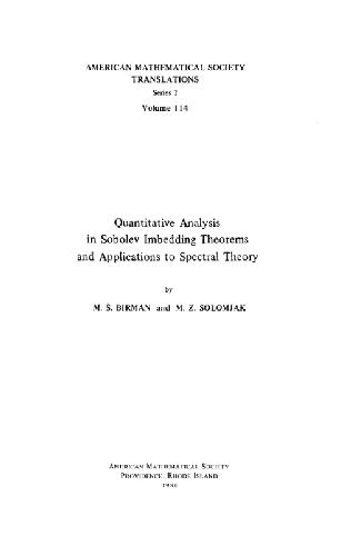 Quantitative Analysis in Sobolev Imbedding Theorems and Applications to Spectral Theory (American Mathematical Society Translations Series 2)