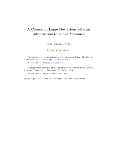 A Course on Large Deviations With an Introduction to Gibbs Measures