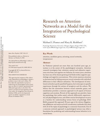 Annual Review of Psychology, Volume 58