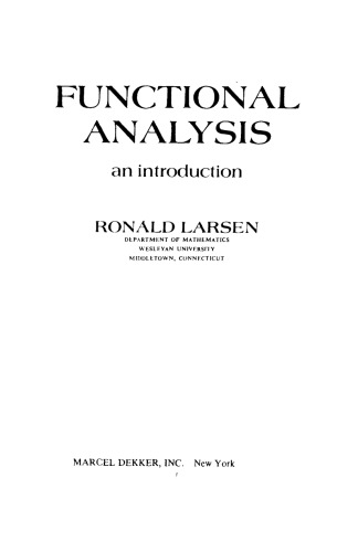 Functional analysis;