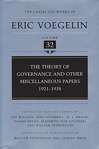 Theory of Governance and Other Miscellaneous Papers, 1921-1938
