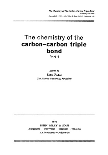 The chemistry of the carbon-carbon triple bond